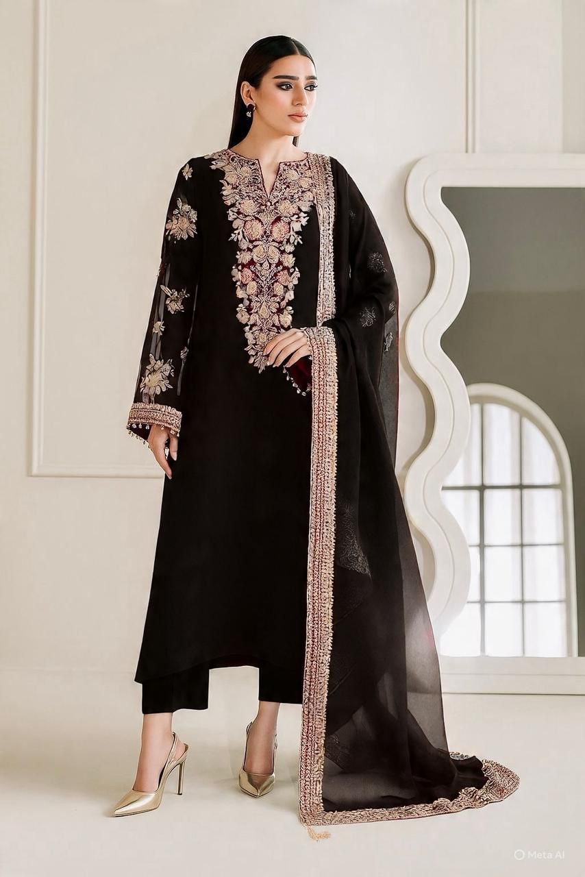 🌸 Baroque Replica Unstitched Embroidered Suit